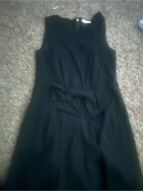 Maison Jules Black Midi Sleeveless Sheath Dress with Waist Tie